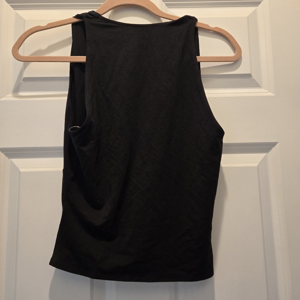 NWT Kourt Sleeveless Top S Black V Neck Bias Cut Stretchy Tank Sexy Flattering - Picture 2 of 8